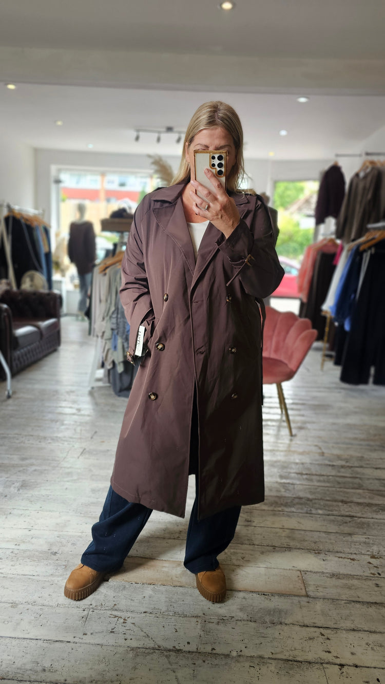 Kate Midi Trench Coat in chocolate