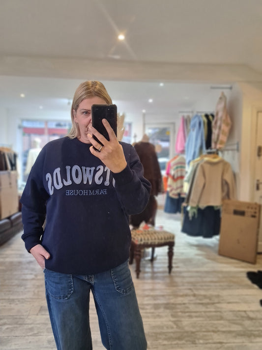 COTSWOLDS CREW NECK SWEATSHIRT IN Navy
