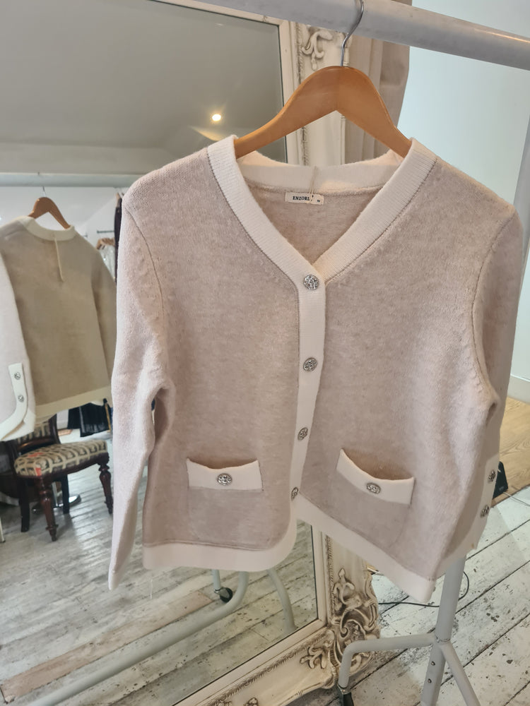 Tamsin two tone cardigan in beige