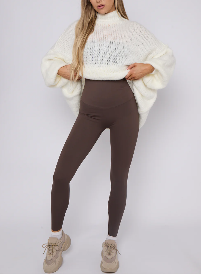 High waisted energy leggings in chocolate