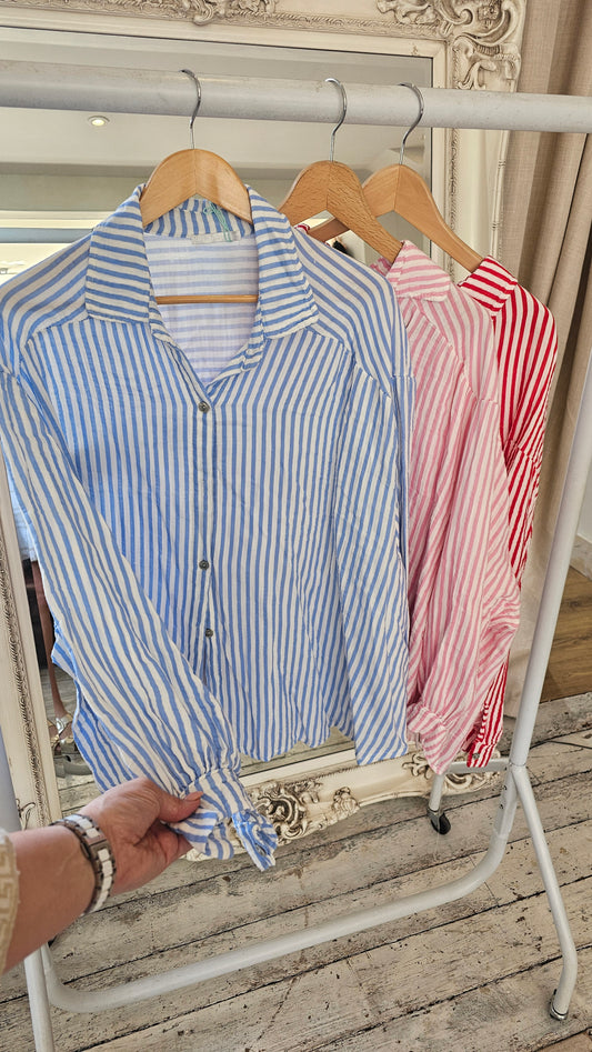 Tilly striped cheesecloth shirt in Red