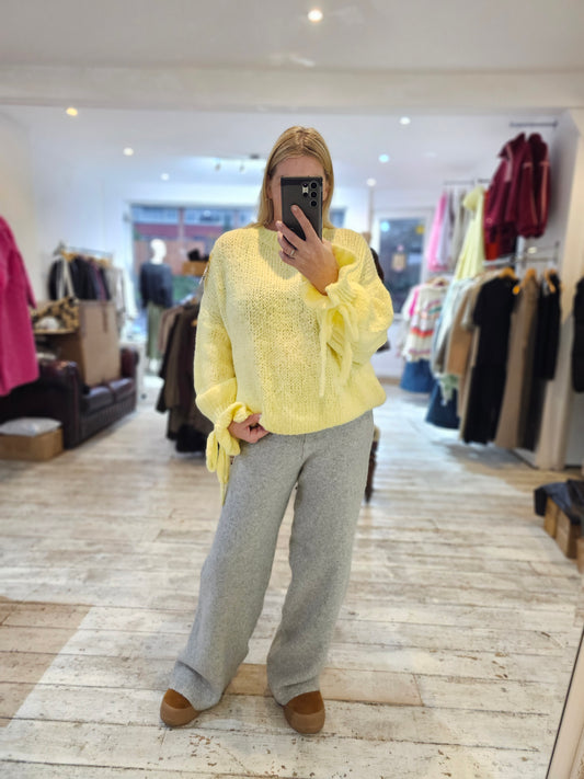 Josie wide leg knit trousers in grey