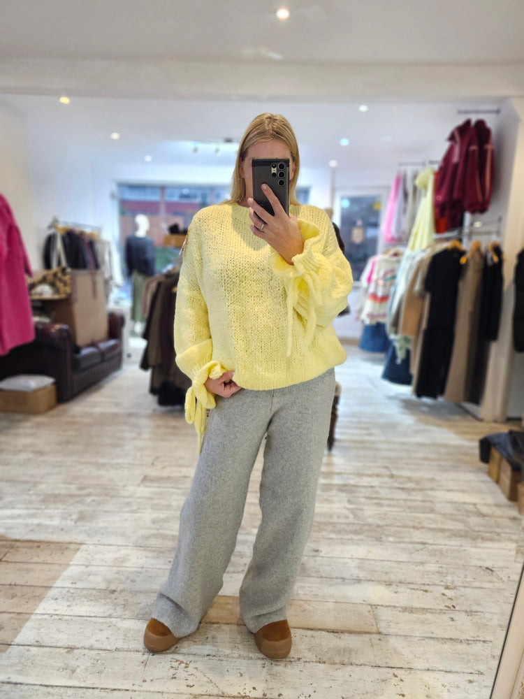 Josie wide leg knit trousers in grey