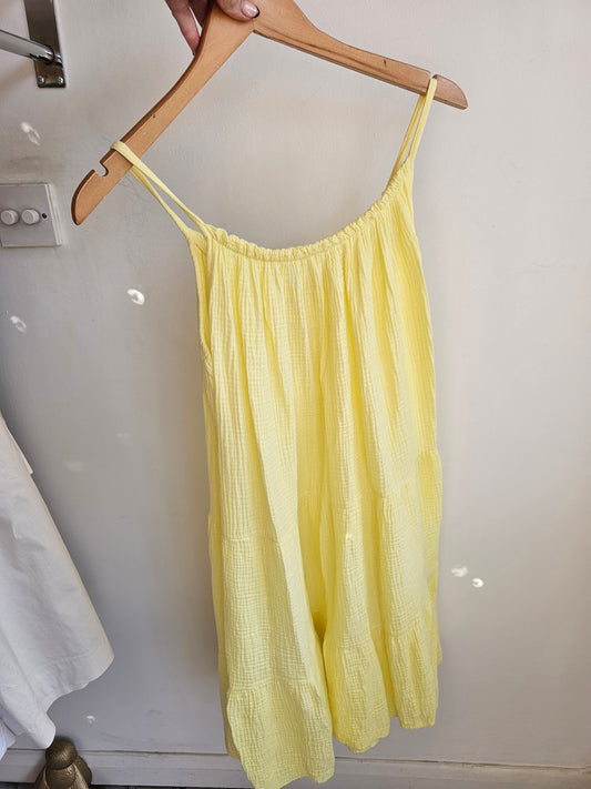 Evie tiered cami cheesecloth dress in lemon