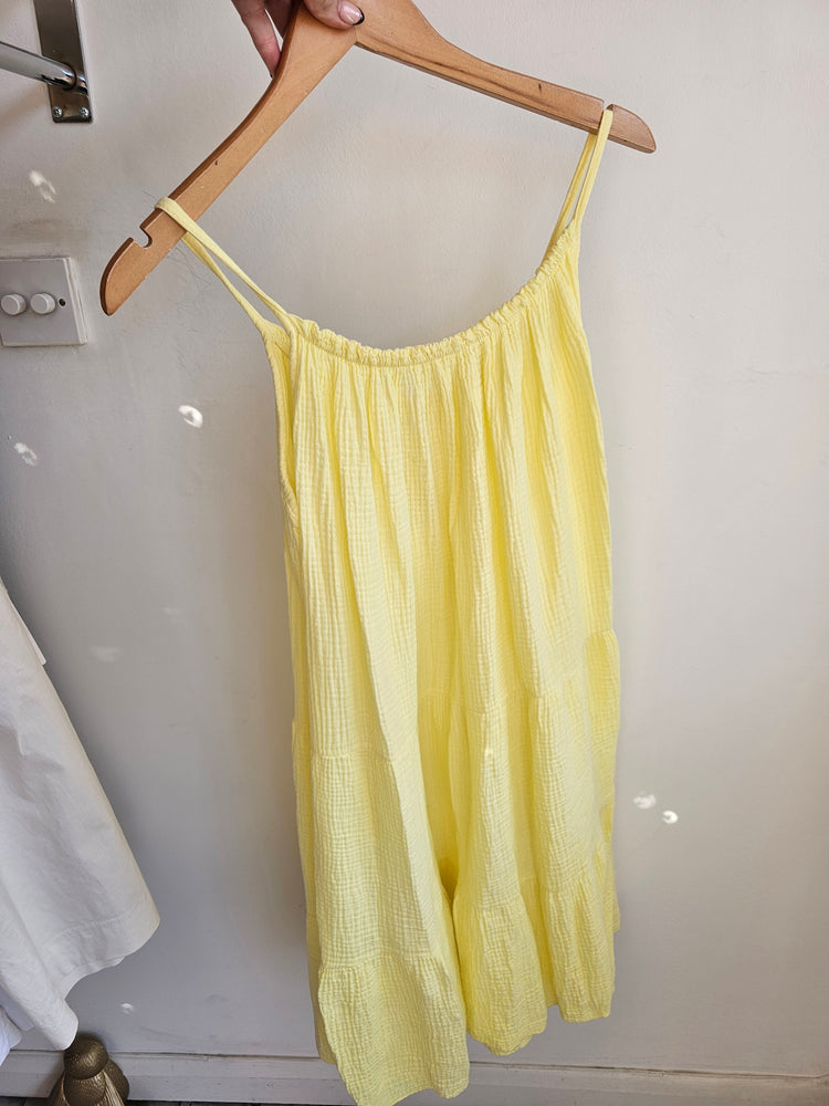Evie tiered cami cheesecloth dress in lemon