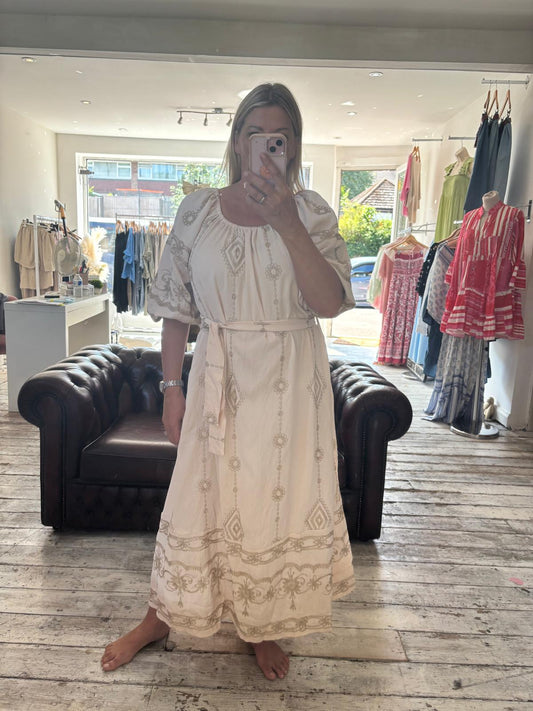 Jasmine  EMBROIDERED BARDOT DRESS