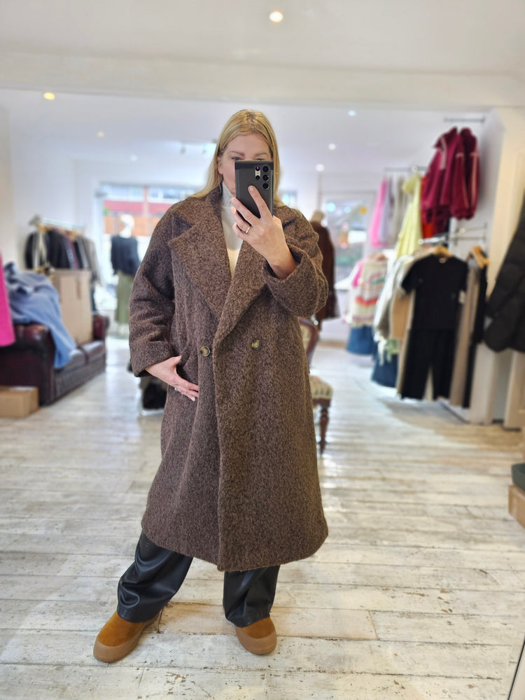 Faye collared two pocket coat in chocolate