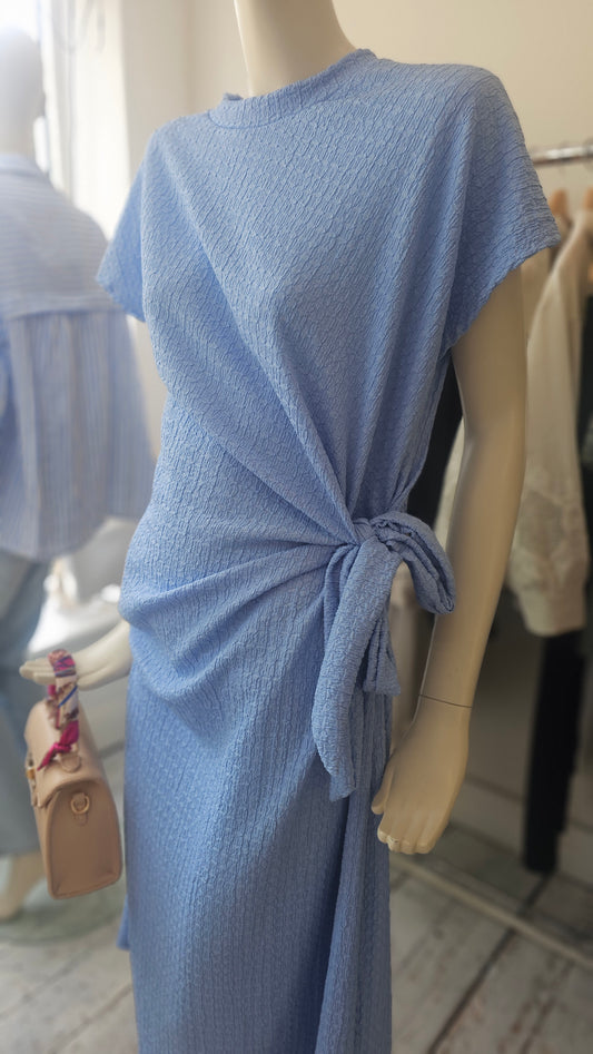 Khloe tie front midi dress in light blue