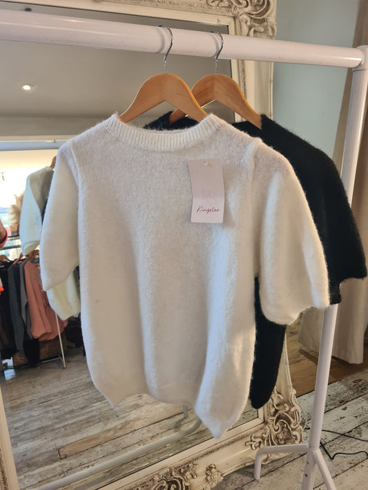 Evelyn Round neck knit jumper in  white